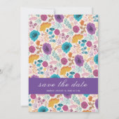 Blauwgroen Paarse lenteweidebloemen Save The Date (Achterkant)