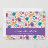 Blauwgroen Paarse lenteweidebloemen Save The Date (Achterkant)