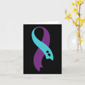 Blauwgroen Paarse Lint Semicolon Zelfmoordpreventi Kaart (Gele Bloem)