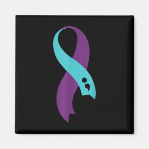 Blauwgroen Paarse Lint Semicolon Zelfmoordpreventi Magneet