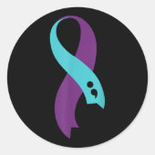 Blauwgroen Paarse Lint Semicolon Zelfmoordpreventi Ronde Sticker (Voorkant)
