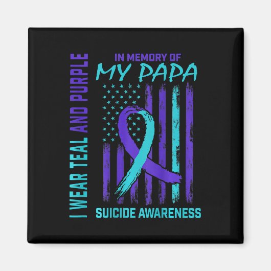 Blauwgroen Paarse lint zelfmoordbewustzijnsvlag Pa Magneet (Voorkant)
