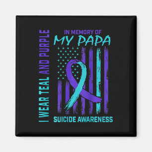 Blauwgroen Paarse lint zelfmoordbewustzijnsvlag Pa Magneet