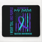 Blauwgroen Paarse lint zelfmoordbewustzijnsvlag Pa Muismat (Voorkant)