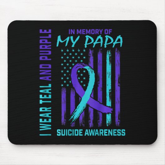 Blauwgroen Paarse lint zelfmoordbewustzijnsvlag Pa Muismat (Voorkant)
