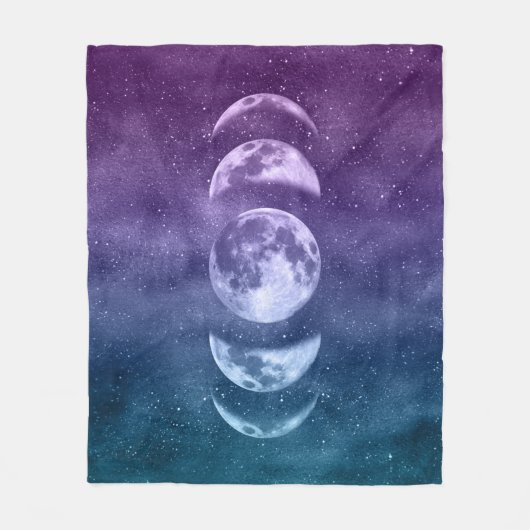 Blauwgroen Paarse maan fase Celsius patroon Fleece Deken (Voorkant)