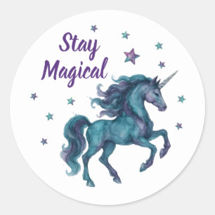 Blauwgroen & Paarse Magische Eenhoorn Stickers