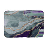 Blauwgroen Paarse marmer Agate Gold Glitter Glam # Badmat (Voorkant)