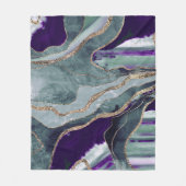 Blauwgroen Paarse marmer Agate Gold Glitter Glam # Fleece Deken (Voorkant)