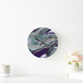 Blauwgroen Paarse marmer Agate Gold Glitter Glam # Ronde Klok (Huis)