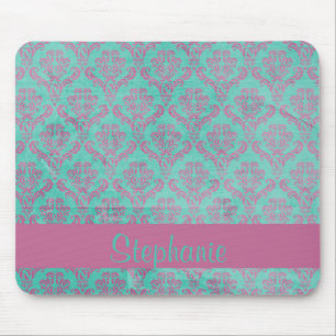 Blauwgroen Paarse  monogram Muismat