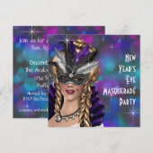Blauwgroen Paarse oudejaarsfeest Kaart (Voorkant / Achterkant)