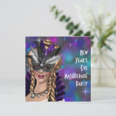 Blauwgroen Paarse oudejaarsfeest Kaart (Staand voorkant)