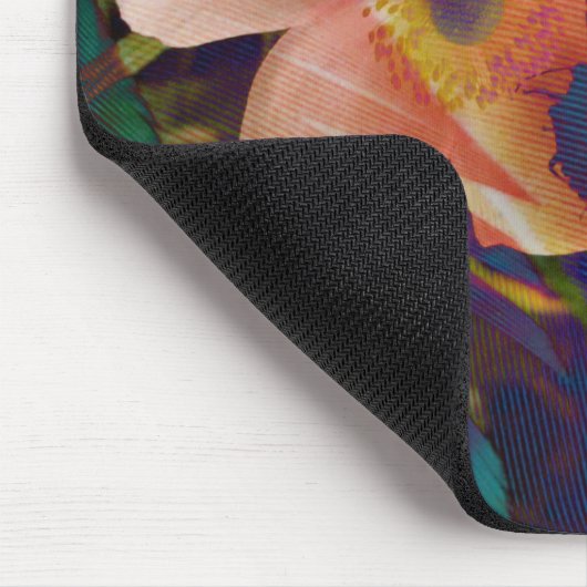 Blauwgroen Paarse Peach Psychedelic Bug and Windfl Muismat (Hoek)