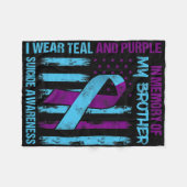 Blauwgroen Paarse ribbon Suicide Awareness Flag Br Fleece Deken (Voorkant (Horizontaal))