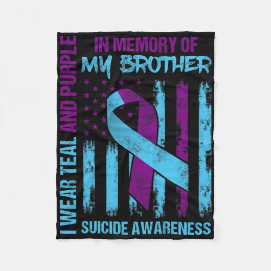 Blauwgroen Paarse ribbon Suicide Awareness Flag Br Fleece Deken (Voorkant)