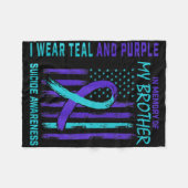 Blauwgroen Paarse ribbon Suicide Awareness Flag Br Fleece Deken (Voorkant (Horizontaal))