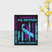 Blauwgroen Paarse ribbon Suicide Awareness Flag Br Kaart (Gele Bloem)