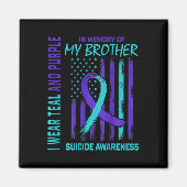 Blauwgroen Paarse ribbon Suicide Awareness Flag Br Magneet (Voorkant)