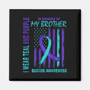 Blauwgroen Paarse ribbon Suicide Awareness Flag Br Magneet