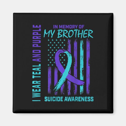 Blauwgroen Paarse ribbon Suicide Awareness Flag Br Magneet (Voorkant)