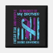 Blauwgroen Paarse ribbon Suicide Awareness Flag Br Magneet (Voorkant)