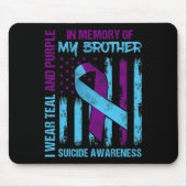 Blauwgroen Paarse ribbon Suicide Awareness Flag Br Muismat (Voorkant)