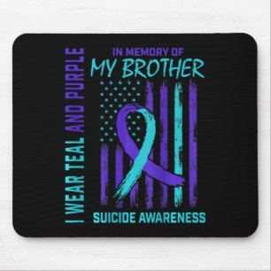 Blauwgroen Paarse ribbon Suicide Awareness Flag Br Muismat