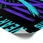 Blauwgroen Paarse ribbon Suicide Awareness Flag Br Poster (Hoek)