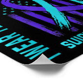 Blauwgroen Paarse ribbon Suicide Awareness Flag Br Poster (Hoek)