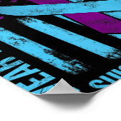 Blauwgroen Paarse ribbon Suicide Awareness Flag Br Poster (Hoek)