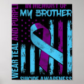 Blauwgroen Paarse ribbon Suicide Awareness Flag Br Poster (Voorkant)