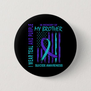 Blauwgroen Paarse ribbon Suicide Awareness Flag Br Ronde Button 5,7 Cm