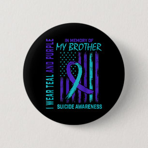 Blauwgroen Paarse ribbon Suicide Awareness Flag Br Ronde Button 5,7 Cm