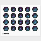 Blauwgroen Paarse ribbon Suicide Awareness Flag Br Ronde Sticker (Vel)