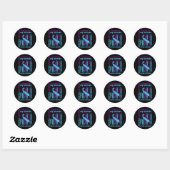 Blauwgroen Paarse ribbon Suicide Awareness Flag Br Ronde Sticker (Vel)