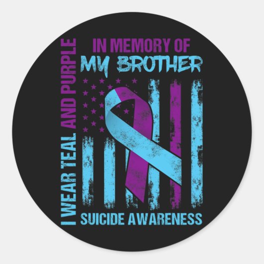 Blauwgroen Paarse ribbon Suicide Awareness Flag Br Ronde Sticker (Voorkant)