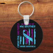 Blauwgroen Paarse ribbon Suicide Awareness Flag Br Sleutelhanger (Voorkant)