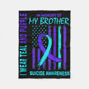Blauwgroen Paarse Ribbon Suicide Awareness Flag I  Fleece Deken
