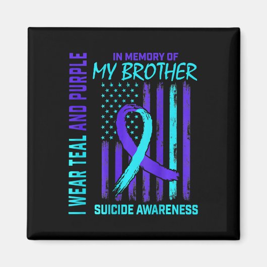 Blauwgroen Paarse Ribbon Suicide Awareness Flag I  Magneet (Voorkant)