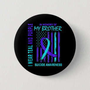 Blauwgroen Paarse Ribbon Suicide Awareness Flag I  Ronde Button 5,7 Cm