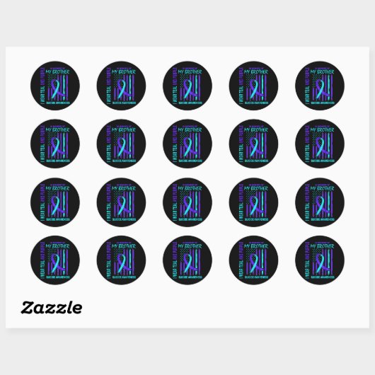 Blauwgroen Paarse Ribbon Suicide Awareness Flag I  Ronde Sticker (Vel)