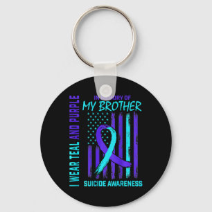 Blauwgroen Paarse Ribbon Suicide Awareness Flag I  Sleutelhanger