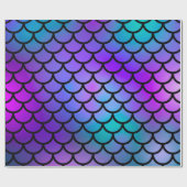 Blauwgroen Paarse roze blauwe zeemeerminnen Fantas Cadeaupapier (Vlak)