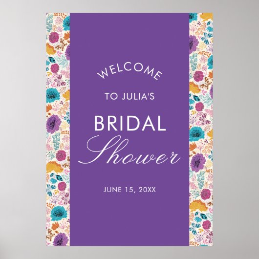 Blauwgroen Paarse Spring Meadow Vrijgezellenfeest Poster (Voorkant)