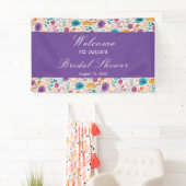 Blauwgroen Paarse Spring Meadow Vrijgezellenfeest Spandoek (Insitu)