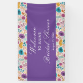 Blauwgroen Paarse Spring Meadow Vrijgezellenfeest Spandoek (Verticaal)