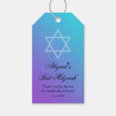 Blauwgroen Paarse ster David Bat Mitzvah Cadeaulabel (Voorkant)