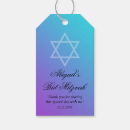 Blauwgroen Paarse ster David Bat Mitzvah Cadeaulabel