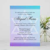 Blauwgroen Paarse ster David Bat Mitzvah Kaart (Staand voorkant)